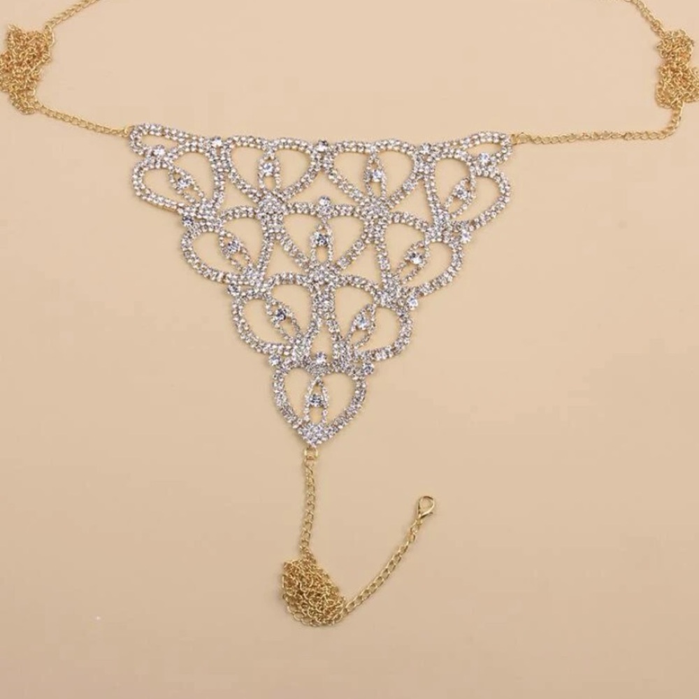 Gold rhinestone body chain